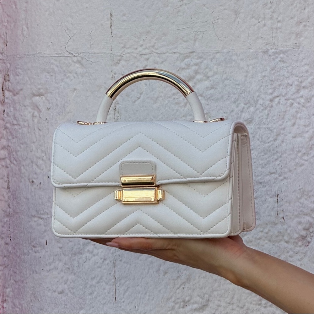 White top handle purse